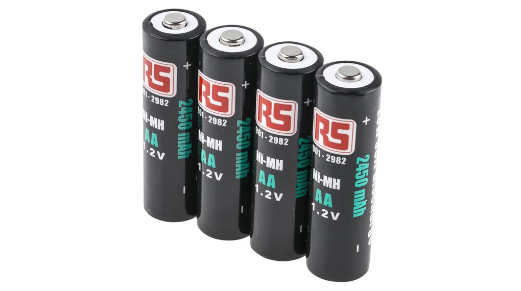 Rechargeable Battery, Ni-MH, AA, 1.2V, 2.45Ah, Pack of 4 pieces